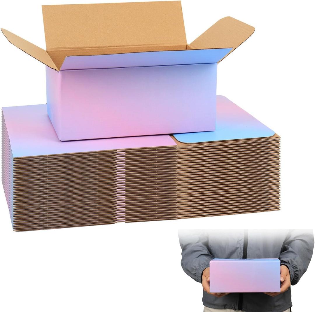 FORBFAN 9 x 6 x 4 Shipping Boxes, 30 Pack Corrugated Cardboard Mailing Boxes for Small Business, Colorful Packing Boxes for Shipping & Packaging (Purple Gradient)