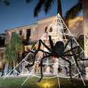 3pcs 212'' Halloween Spider Web 49" Halloween Decorations Stretch Cobweb Fake Spider for Indoor/Outdoor Yard Decorations Home party favors Costumes House Dcor