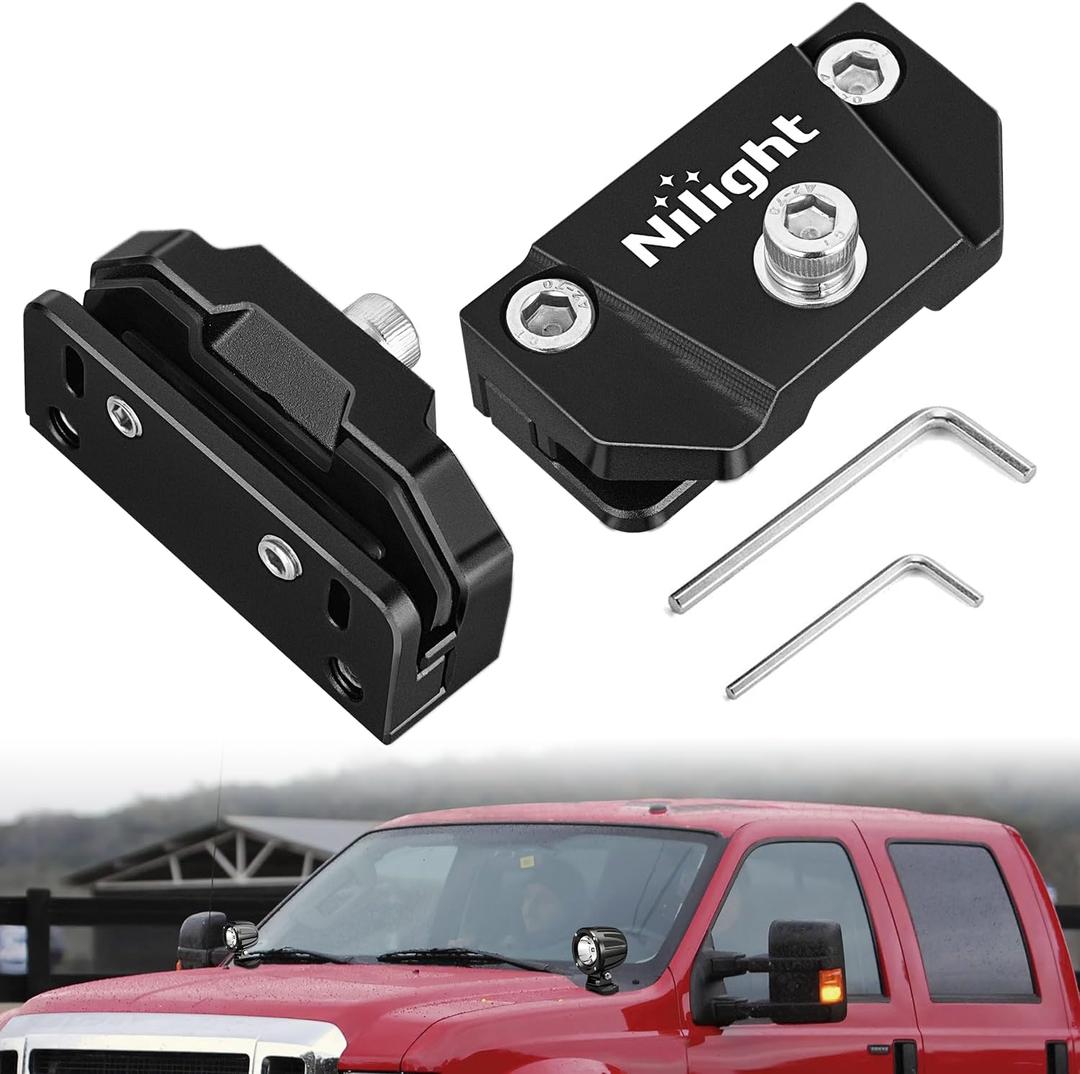 Nilight LED Light Bar Mounting Bracket 2PCS Universal Adjustable Pillar Hood Work Lamp Mount Clamp Holder for Off-Road Truck SUV, Black