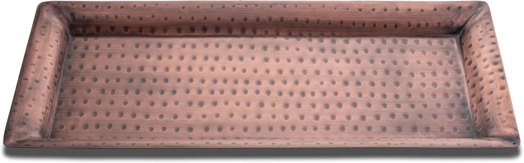 Monarch Abode Decorative Tray  16-Inch Hand Hammered Antique Copper Metal Bathroom Tray Countertop, Vanity Trays Organizer, Perfume Plate for Dresser, Kitchen Countertop Large Fruit Platter (16" x 8" x 2")