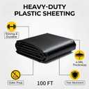 4 Mil Black Plastic Sheeting Roll, 4 FT x 100 FT Heavy Duty Plastic Roll for Garden Weed Barrier, Landscaping, Vapor & Dust Protection