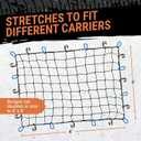 Truck Bed Cargo Net 3 x 4 Foot, Heavy-Duty Elastic Mesh with 12 Hooks and 12 Blue Clips and Storage Bag for Pickup for Cargo Netting, Securing Loads in Trailers, SUVs & Roof Racks