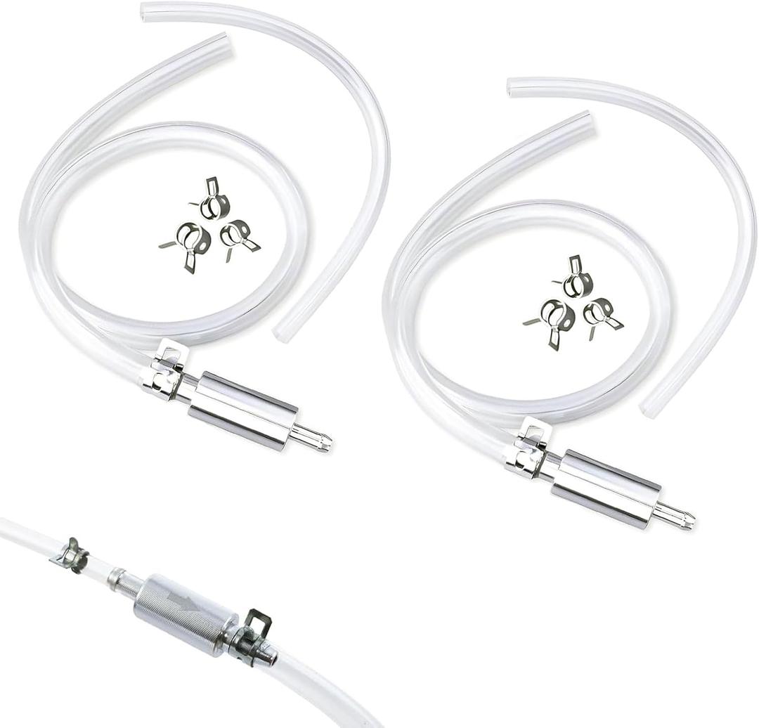 Brake Bleeder Hose, One Way Check Valve Brake Bleeding Tool Kit, Motorcycle Brake Bleeder Kit, Hydraulic System Bleeding for Car Motorcycle Clutch, Soft Tube with Metal Clips (2 PCS)