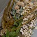 Beige Silk Flower Arrangements Home Decor, Large Floral Centerpieces For Tables, 22 Long Stems Fake Mums + Eucalyptus + Wild Flowers in Bulk, Artificial Flowers Coffee Dining Table, Faux Mums Flowers (Beige Wax+kiku)