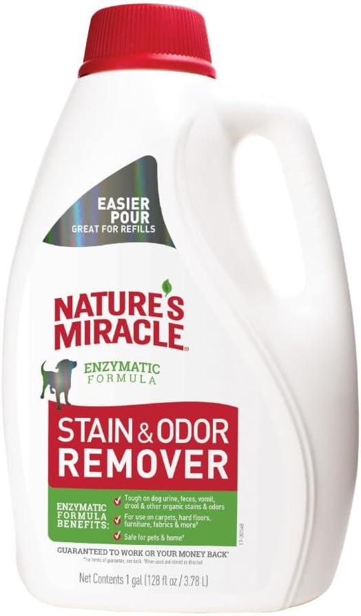 Natures Miracle Stain & Odor Remover, Tough on Dog Urine, Feces, Vomit, Drool and Other Organic Stains and Odors, 1 Gallon (128 Fl Oz (Pack of 1))