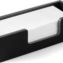 Paper Towel Dispenser Countertop, Wooden Folded Paper Hand Towel Holder for Guest Bathroom, Commercial Tabletop Tissue Dispenser Tray for Multifold C-Fold, Z-Fold, Trifold, Black (1 Pack, Small)