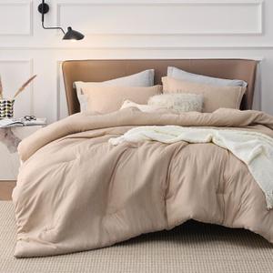 Bedsure Queen Comforter Set - Warm Sand Comforter Queen Size, Soft Bedding for All Seasons, Cationic Dyed Bedding Set, 3 Pieces, 1 Comforter (90"x90") and 2 Pillow Shams (20"x26"+2") (04 - Sand Melange)