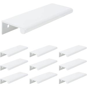 10Pcs 4.72" Back Mount Finger Pull,Cabinet Handles Closet Door Finger Pulls,Hole Dia.3.78"/96mm,White
