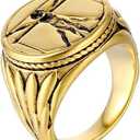 Planet '79 Vitruvian Man Classic Signet Ring 18K Gold Plated Stainless Steel Classic Design 8