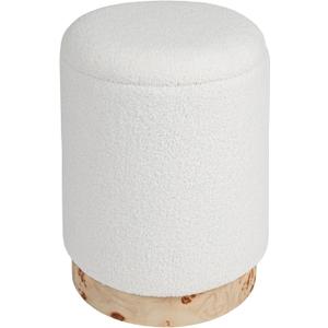 Creative Co-Op Round Boucle Upholstered Storage Stool/Ottoman with Removeable Lid, Cream