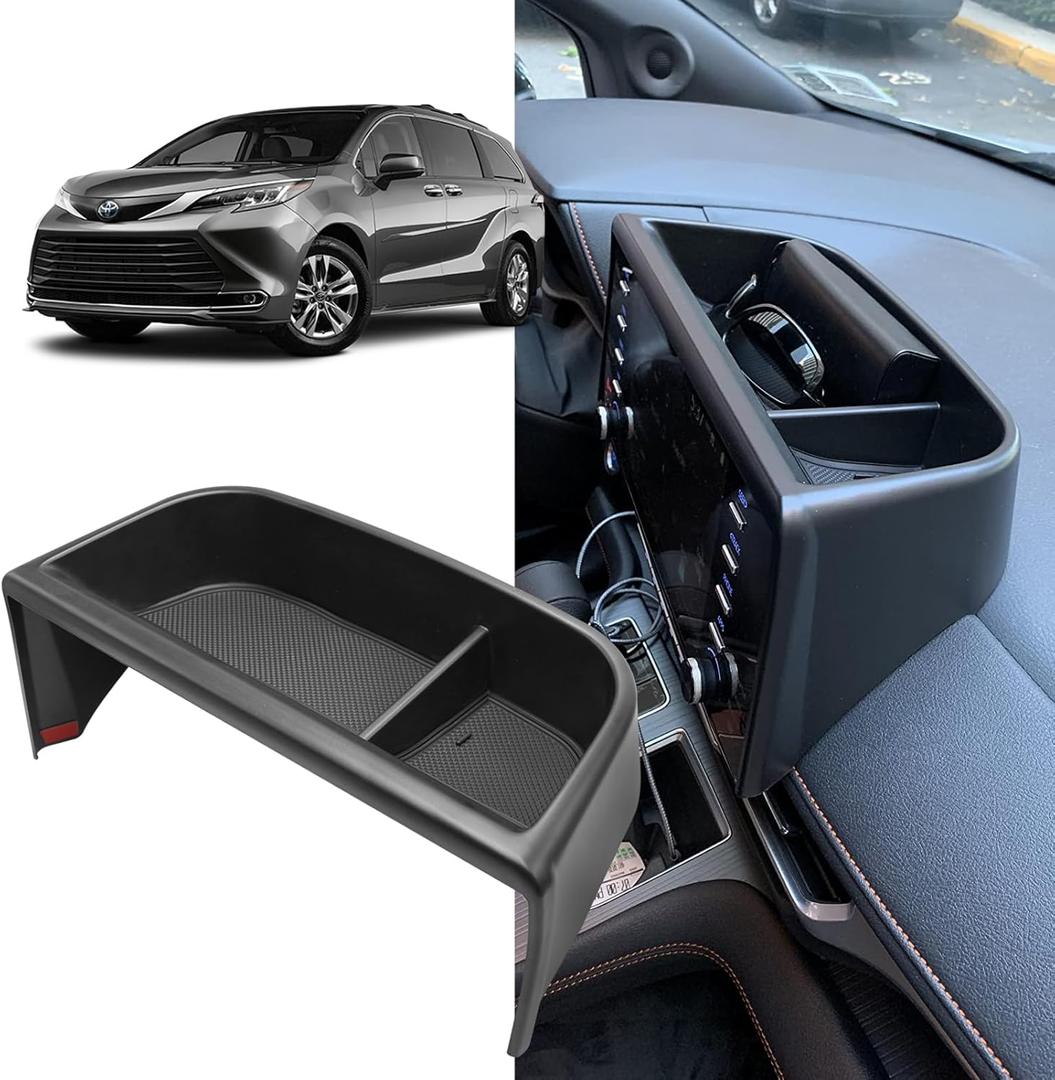 TTCR-II Compatible with Toyota Sienna Dash Organizer Tray 2021-2024, for Sienna Dash Console Organizer 2021-2024 Rear Screen Storage Tray (Not for 2025 Version)