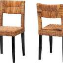 bali & pari Manrico Natural Rattan Dining Chair, 2-Piece Set, Honey