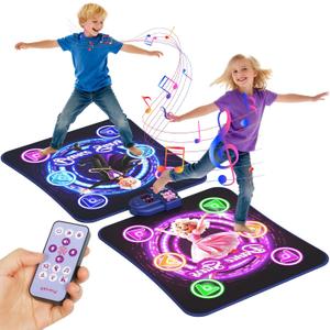 TooLion Double Dance Mat for Kids 3-12 - Dance Pad with Light-Up 12 Buttons,5 Game Modes,Touch-Sensitive & Built-in Music & Adjustable Volume,Christmas Birthday Gift for Boys Girls (Colorful)