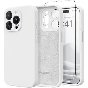 Magnetic for iPhone 12 Pro Max Case, Compatible with MagSafe, [Full Camera Protection][Screen Protector] Silicone Shockproof Protective Phone Case for iPhone 12 Pro Max 6.7", White
