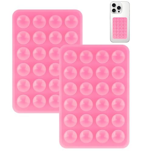 Yojaro 4 Pack Silicone Suction Phone Case Mount, Silicon Adhesive Smartphones Stand Sticky, Non Slip Suction Cup, Hands-Free Phone Accessories Holder for Selfies and Videos Pink