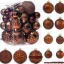 41PCS Brown Christmas Ornaments Set - Shatterproof Christmas Tree Ornaments with Icicle for Holiday Party - Vintage Xmas Decorations in 4 Sizes