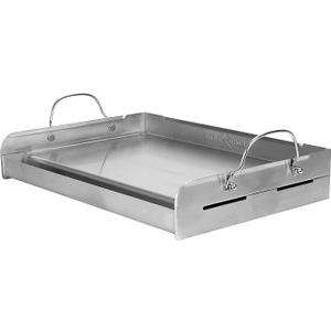 LITTLE GRIDDLE 100% Stainless Steel Griddle with Even Heat Cross Bracing and Removable Handles - For Grills, Camping, Tailgating, Silver