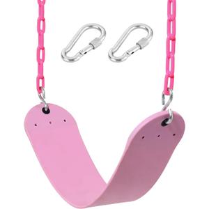 Pink Swing Seat - Heavy Duty Chain Plastic Coated - Playground Swing Set Accessories Replacement Gift Box Set Birthday Gift
