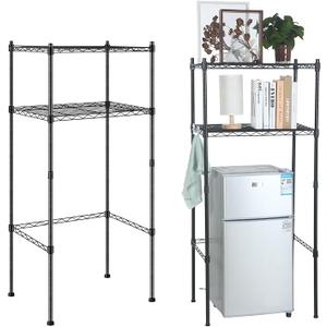 2 Tier Mini Fridge Shelf Over Fridge Storage Mini Fridge and Microwave Stand for College School Dorm Office Space Dorm Room Saver Supply, 18" D x 24" W x 52" H(Black)