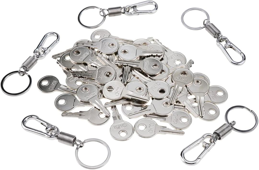 ZTUOAUMA 50X RV Lock Keys CH751 for RV Compartments Campers Cabinet Door Hatch Locks Carts T-Handles Pickup Shells Tool Boxes Trash Laundry Chutes Sprinkler Controllers with 5PCS Keychain
