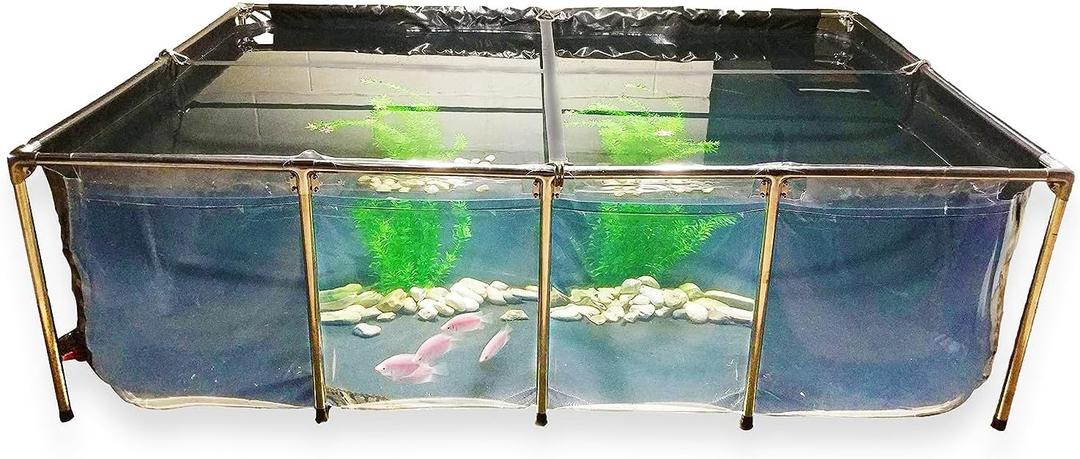 470 Gallon PVC Canvas Aquarium Fish Pond, Above Ground Aquarium Pool with Transparent Clear Viewing Panel, Indoor Outdoor Portable Pond for Koi Goldfish Backyard Garden Decoration