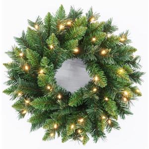 Pre-Lit Artificial Christmas Wreath 20 Inches Battery Operated Timer Lighted Christmas Wreath, Artificial Wreath Christmas Decoration Home Indoor Outdoor