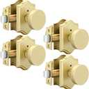 goldenwarm Gold Door Knobs Interior, Zinc-Alloy Heavy Duty Brushed Gold Door Knobs, Privacy Door Knob Interior for Bedroom Bathroom (4 Pack)