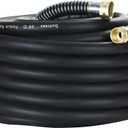 75FT 3/4 Heavy Duty Rubber Garden Hose - 200psi Working, 1000psi Burst - Hot/Cold Water - Five-Layered Braiding for Durability - Versatile for Gardening, Agriculture, Construction(Black)