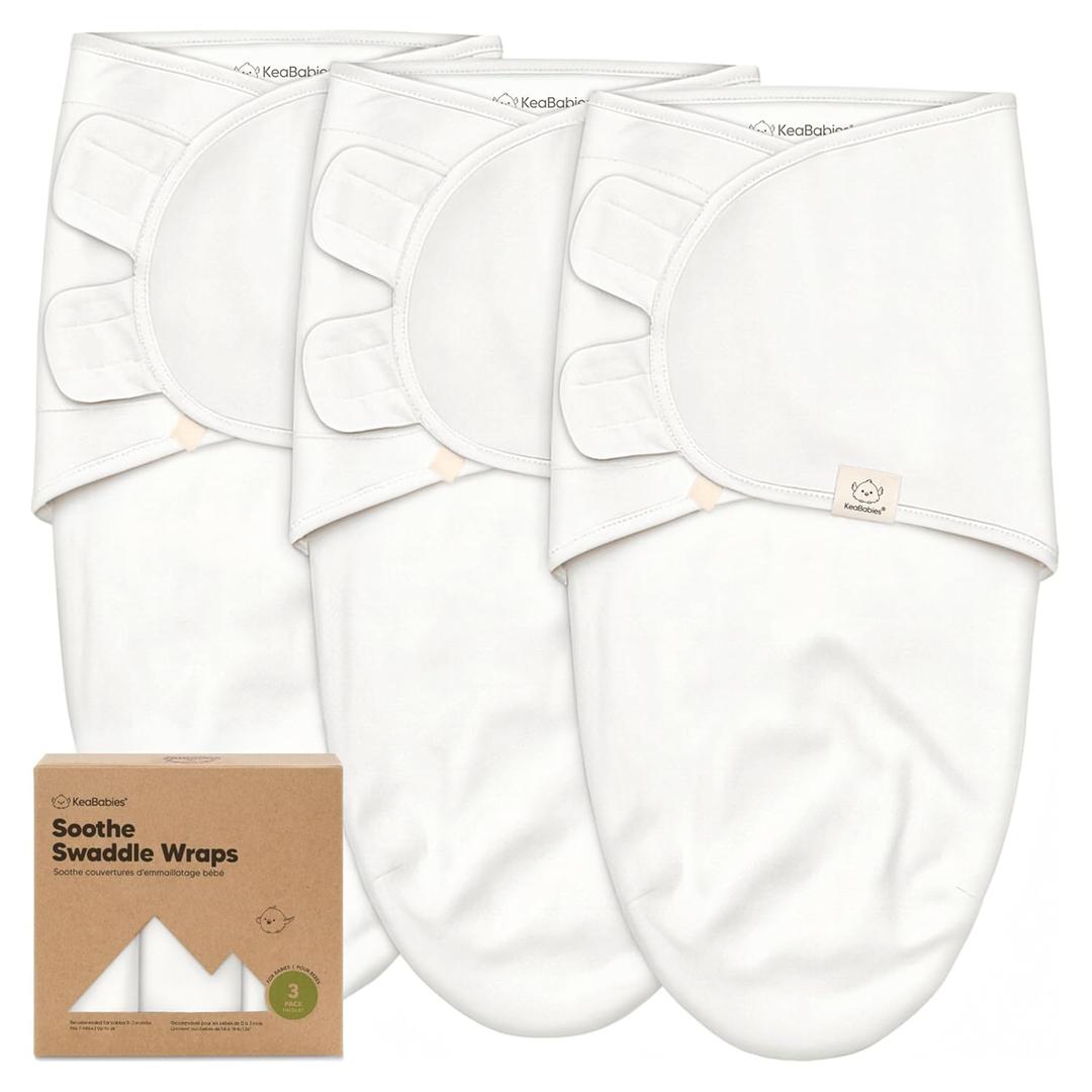 3-Pack Organic Baby Swaddle Sleep Sacks - Swaddles for Newborns, Infant 0-3 Months, Baby Girls, Boys, Soft & Snug Newborn Sleep Sack, Nursery Swaddling Blankets (Soft White, OS)