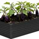 Vengarus 6x3x2FT Galvanized Raised Garden Bed Kit, Deep Root Planter Box Outdoor Large Planter Raised Beds for Planting Flowers,Vegetables and Herbs-Black