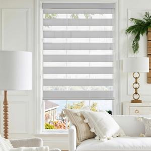 GHV Corded Zebra Blinds for Windows Blackout Dual Layer Privacy Shades for Indoor Windows Light Control for Day and Night Home Office (Gray, 36 in(W) x 64 in(H))