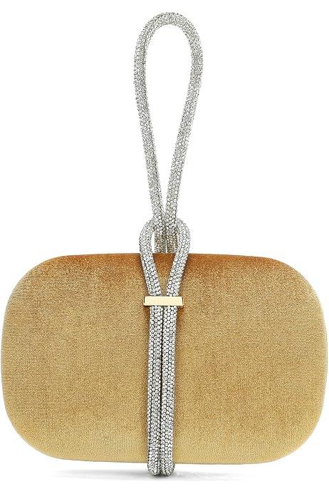 CARIEDO Women's Rhinestones Evening Green Handbag Crystal Velvet Clutch Bridal Purse for Wedding Prom Night Out Party