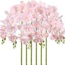 Orchids Artificial Flowers,6PCS Light Pink Tall Fake Flowers 36" Artificial Phalaenopsis Long Stems Silk Orchids for Wedding Party Office Home Dcor (Light Pink)
