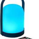 Mr.Go Portable LED Lantern Table Lamp | Cordless & USB Rechargeable | Remote Control & Dimmable | 16 RGB Colors & Kids Bedroom Outdoor Camping Light | Metal Handle (Black)