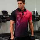 Mens Golf Shirts Short Sleeve Dry Fit Athletic Moisture Wicking Golf Polo Performance Printed Collared Polos (M)