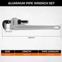 HORUSDY 18-Inch Pipe Wrench, Aluminum Heavy-Duty Adjustable Plumbing Wrench, 450mm, 1/2"2" Pipe Capacity, Strong Grip & Durable, Lightweight Gray for Professionals & DIY