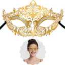 Masquerade Mask for Women, Metal Mask for Costume Party, Halloween, Mardi Gras, Venetian Balls