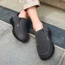 XPACS Men's Orthopedic Comfy Slippers, Stylish Arch Support Casual Shoes for Plantar Fasciitis Recovery, Non Slip Canvas Shoes for Heel and Foot Pain Relief (9.5, W2-black)