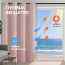 Simplebrand Blush Room Darkening Curtains for Bedroom 45 Inches Long 2 Panels Set, Sunlight Blocking Curtains for Small Windows, Grommet Energy Saving Thermal Insulated Short Drapes, 40Wx45L