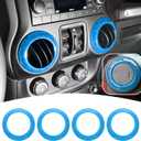 JeCar 4PCS Center Console Dash Air Conditioner Vent Cover Trim Interior Accessories Fit for Jeep Wrangler JK JKU 2011-2018 (Light Blue)
