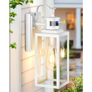VIANIS 14" Upgrades Motion Sensor Outdoor Porch Light, White Outdoor Wall Light Wall Mount, Waterproof Anti-Rust Exterior Lights for House, Outdoor Light Fixture for Patio, Garage, Distance Adjustable