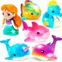 Tub Works Mermaid Lagoon Light Up Bath Toys, 6 Pack | Water-Activated Light Up Toys Flash & Change Color | Easy-Grip Baby Girl & Toddler Bath Toys | Sensory Mermaid Toy Bathtub Toys with Bath Lights
