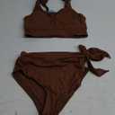 Two Piece High Waisted Swimsuits - Women Tummy Control Bikini Modest Bathing Suit 2PC 2025 (Medium, Brown)