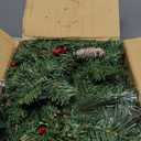 [ Timer & 8 Modes ] 9 Ft by 10 Inch 50 LED Prelit Christmas Garland Decorations Warm White Lights Thick 270 Snowy Tips 70 Red Berry 10 Pinecone Xmas Decor Garland Indoor