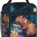 Galaxy Pizza Capybara Lunch Bag for Mens Womens Insulated Reusable Lunch Box with Adjustable Shoulder Strap