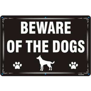 2 Pack of Beware of The Dogs Sign 8x12 Inches 12x12 Inches Rust-Free Aluminum Reflective UV Protected Pre-Drilled Holes Easy to Mount