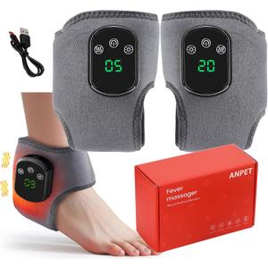 Foot Renew Triple Method Massager, Portable Foot and Ankle Massager for Circulation & Pain Relief, Wireless Vibrating Heating Pad Wrap Cordless Tendonitis Relief, Rechargeable Feet Massage (1 Pairs)