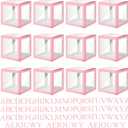 Thyle 12 Pcs Transparent Balloon Boxes Clear Balloon Boxes with 99 Letters for Baby Shower Gender Reveal Grad Birthday Party Bridal Wedding Anniversary Backdrop Decoration (Pink)