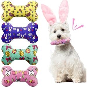 4th of July Squeaky Dog Toys, 4 Pack Dog Plush Bone Toys for 4th of July Gifts, Interactive Fetching Dog Toys Suitable for Small and Medium Dogs
