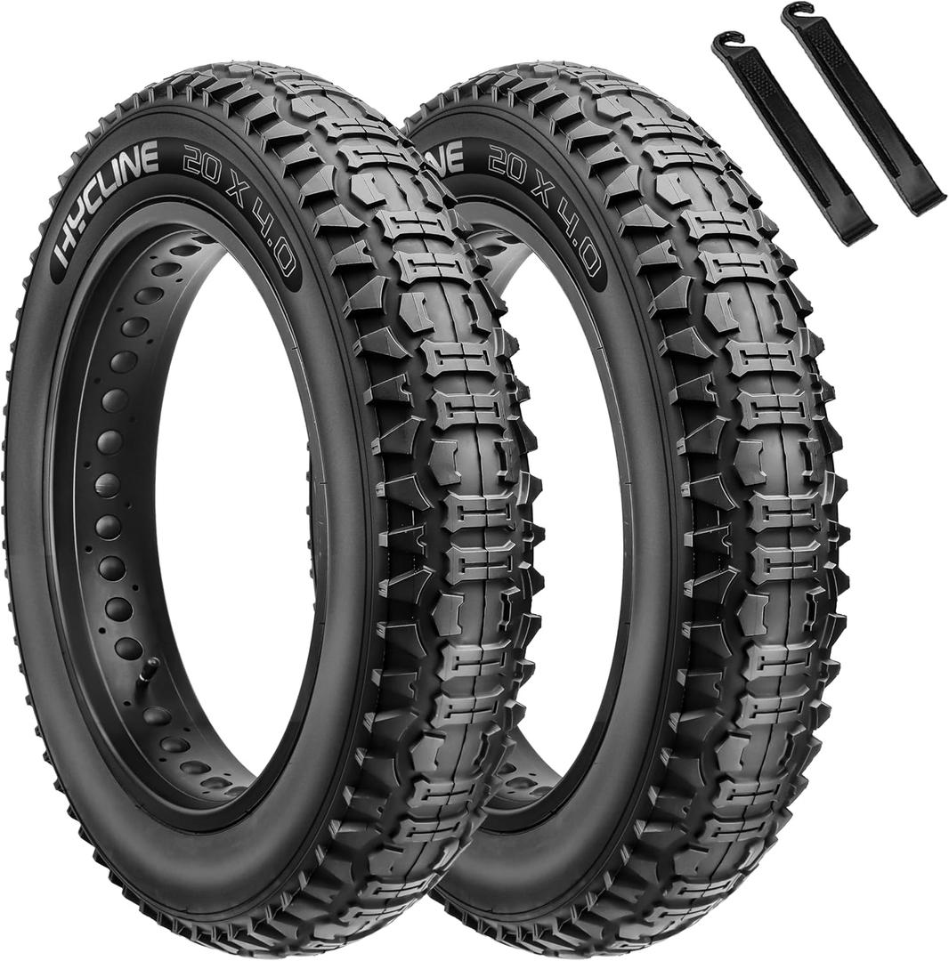 Hycline Ebike Replacement Fat Tire: 20x4.0 Inch Heavy Duty Folding Electric Fat Tires, All-Terrain High-Density Bicycle Tires for Street or Trail Riding
